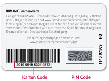 Giftcard Rückseite
